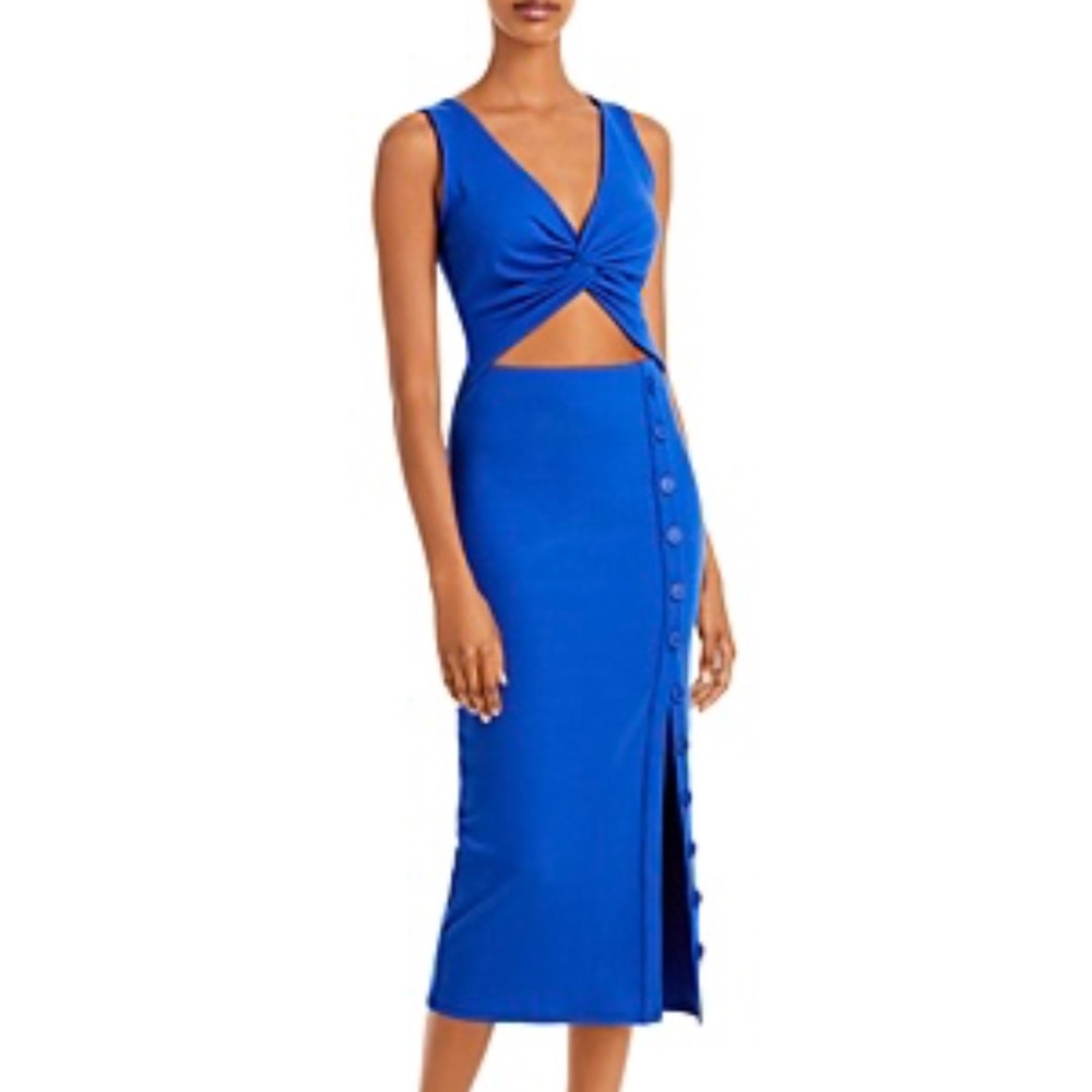 FORE Ribbed Cutout Midi Dress Royal Blue